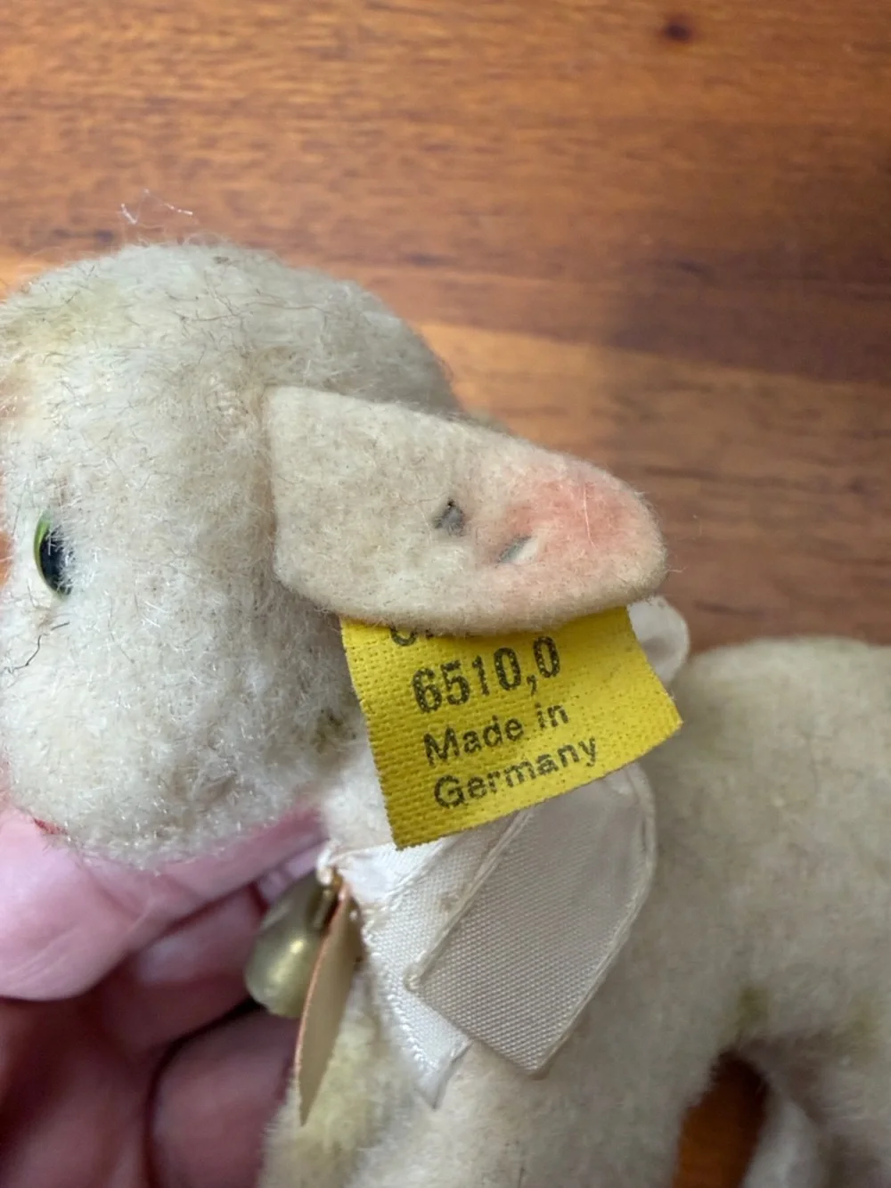 Vintage Lamby Glass Eye Silver Raised Steiff Button Steiff Original Bell Bow Tag